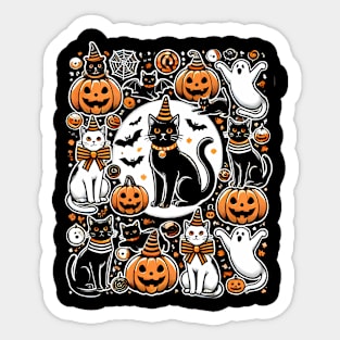 Spooky Halloween Cats, For Cat Lover Sticker